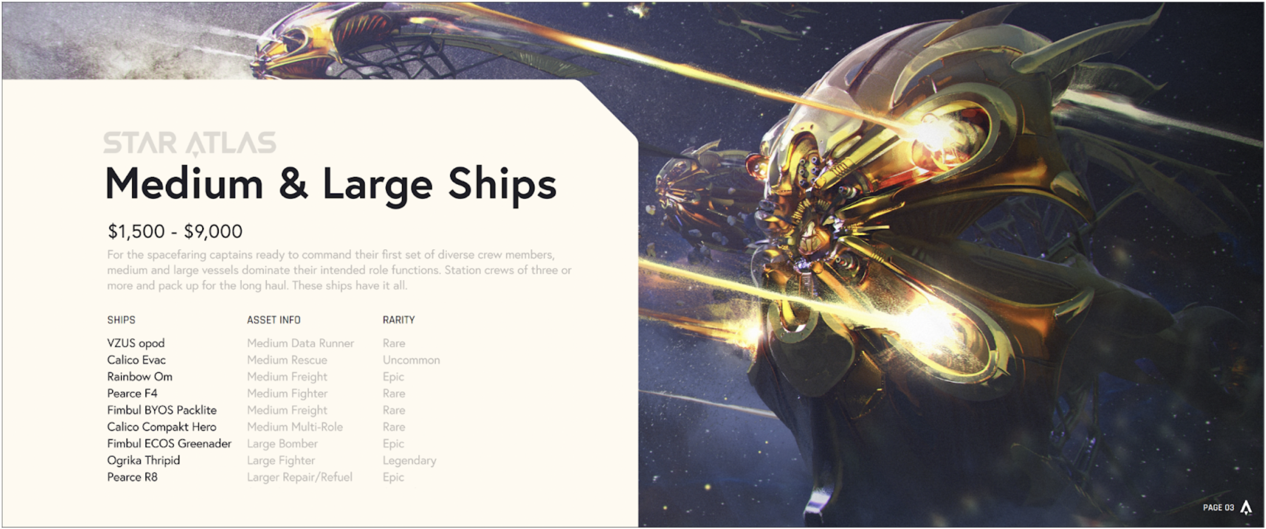 Star Atlas Ship Price According to Their Brochure
